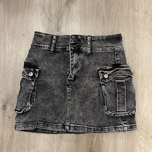 Denim Mini Skirt with Pockets